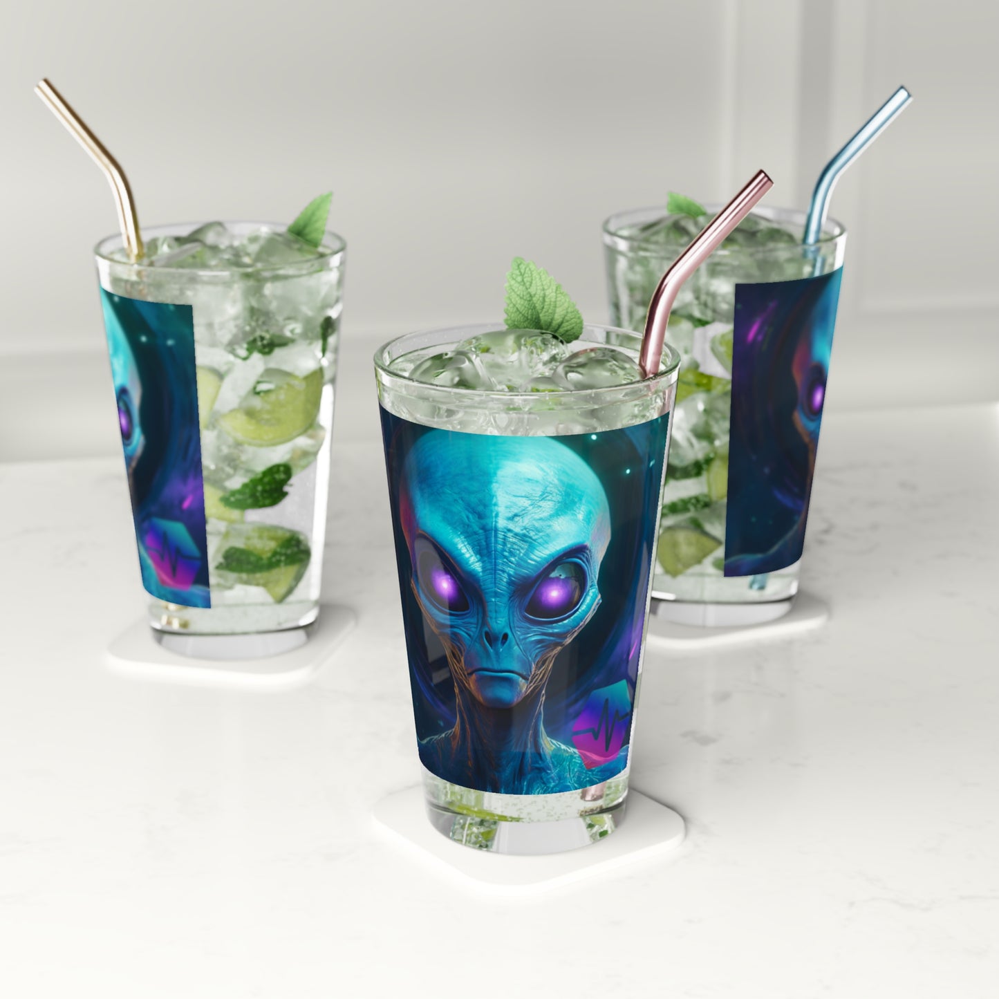 Pulse Chain Alien 16oz Glass - DeFi Outfitters